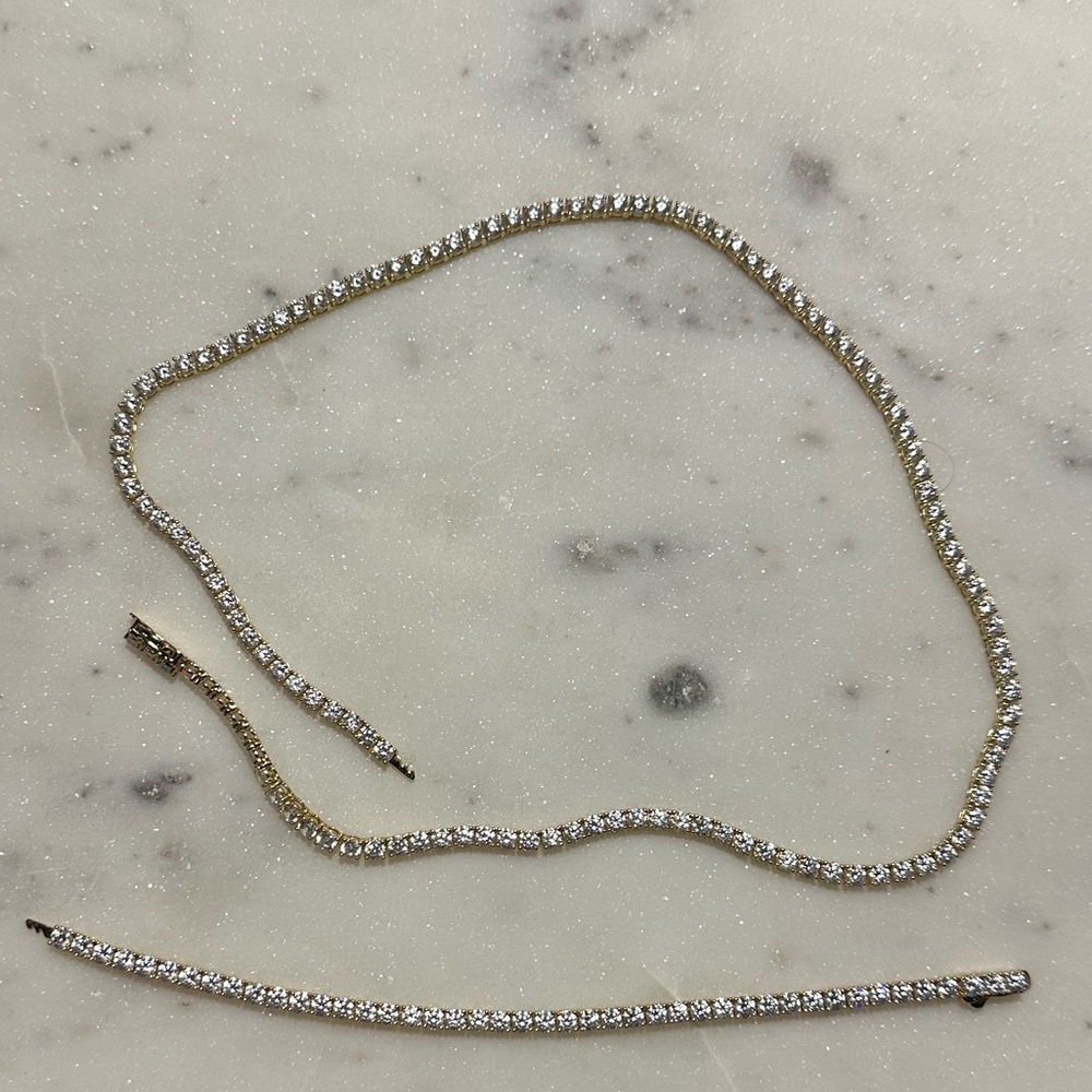 Tennis Set - 14k Gold / 22" Necklace & 7.5" Bracelet